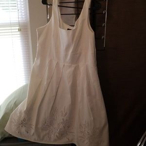 White sundress with beaded flowers